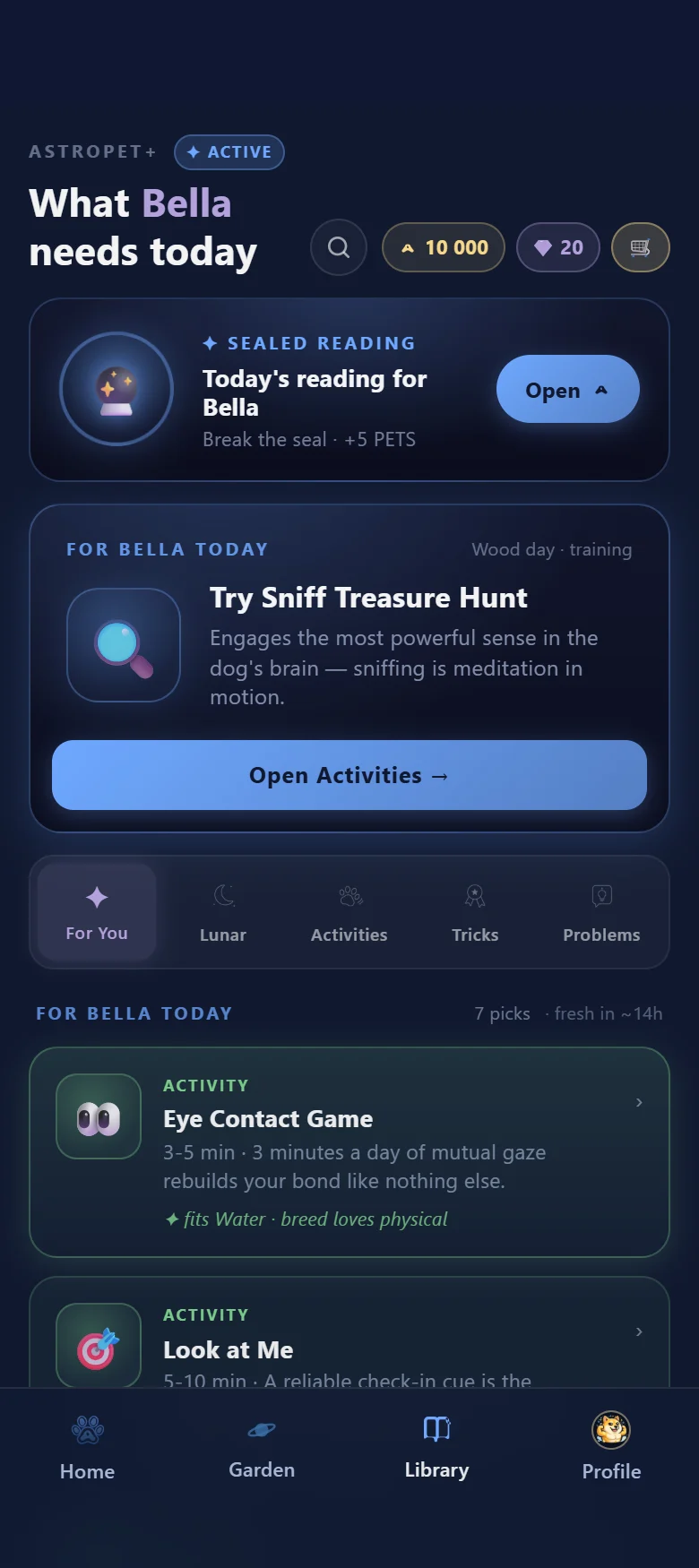 Library — what Bella needs today